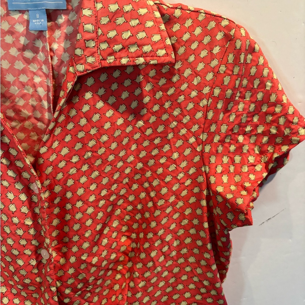 J. McLaughlin Red Polka Dot Blouse - Picture 4 of 8